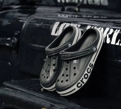 CROCS BAYABAND CLOGS BLACK WHITE(FIX)