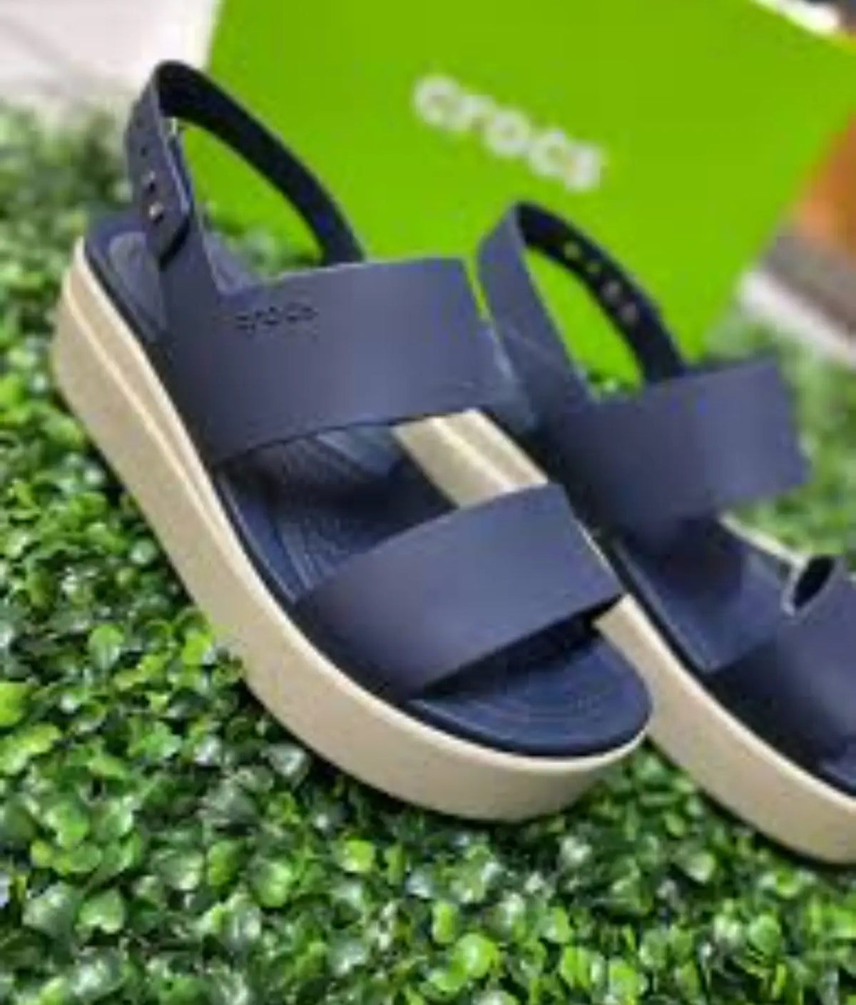 CROCS Brooklyn Slingback Low Wedge Sandals NAVY