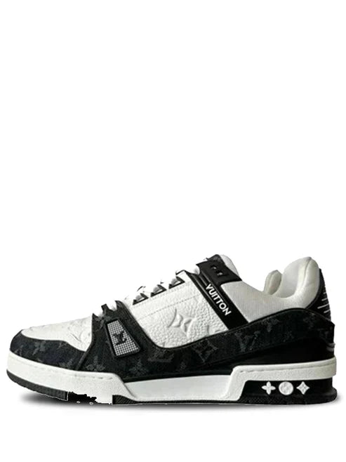 LOUISS VUITTONN TRAINERS MONOGRAM DENIM WHITE BLACK
