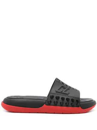 Christian Loubouti.n Take It Easy Rubber Spike slides Black