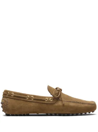 Louiss VUITTON suede embossed luxury loafer brown