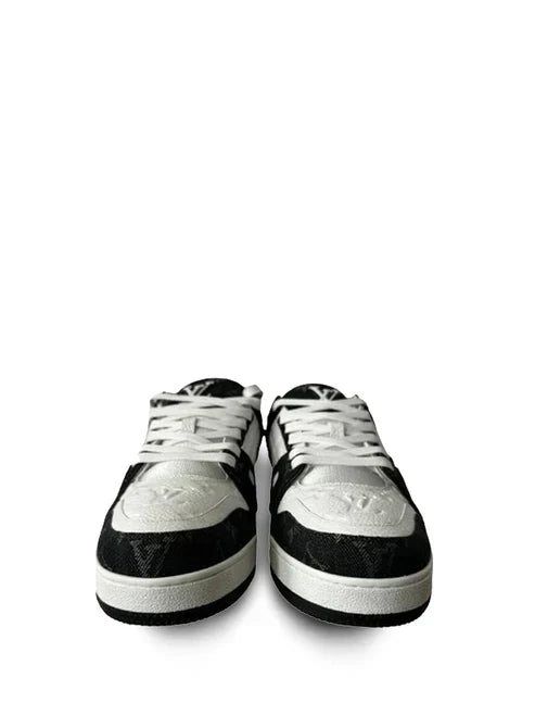 LOUISS VUITTONN TRAINERS MONOGRAM DENIM WHITE BLACK