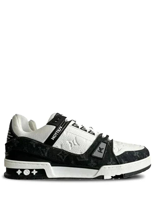 LOUISS VUITTONN TRAINERS MONOGRAM DENIM WHITE BLACK