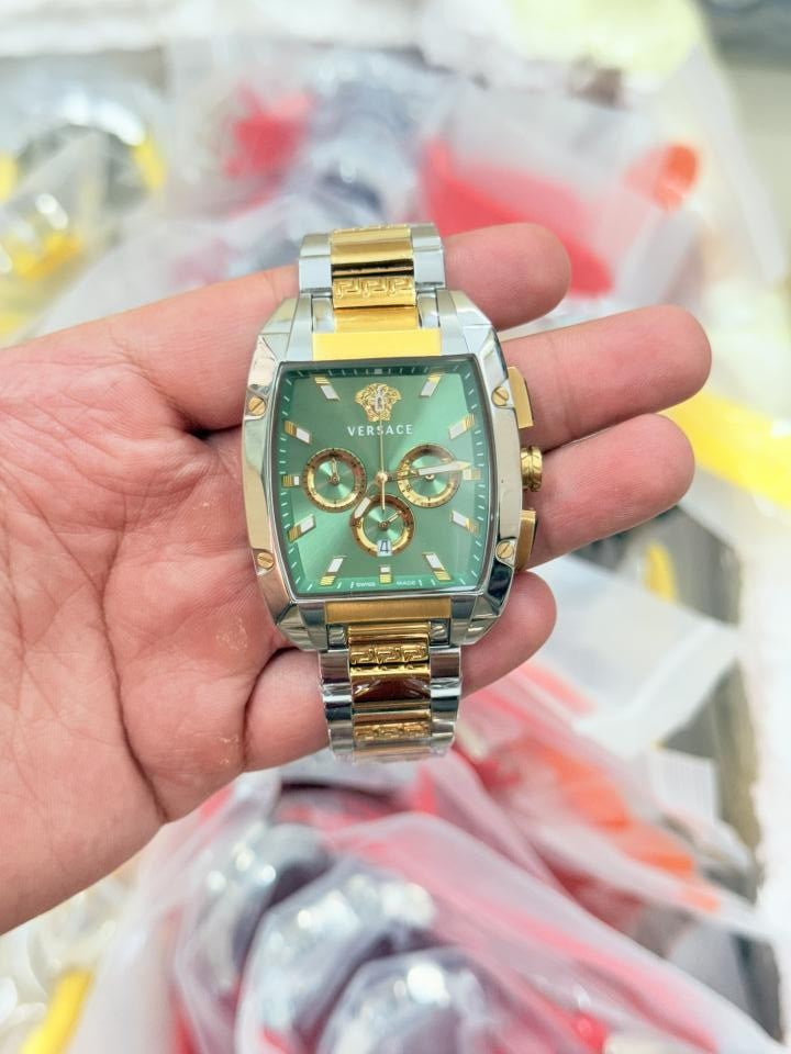 Versace Gold Green Square Chain Reaction