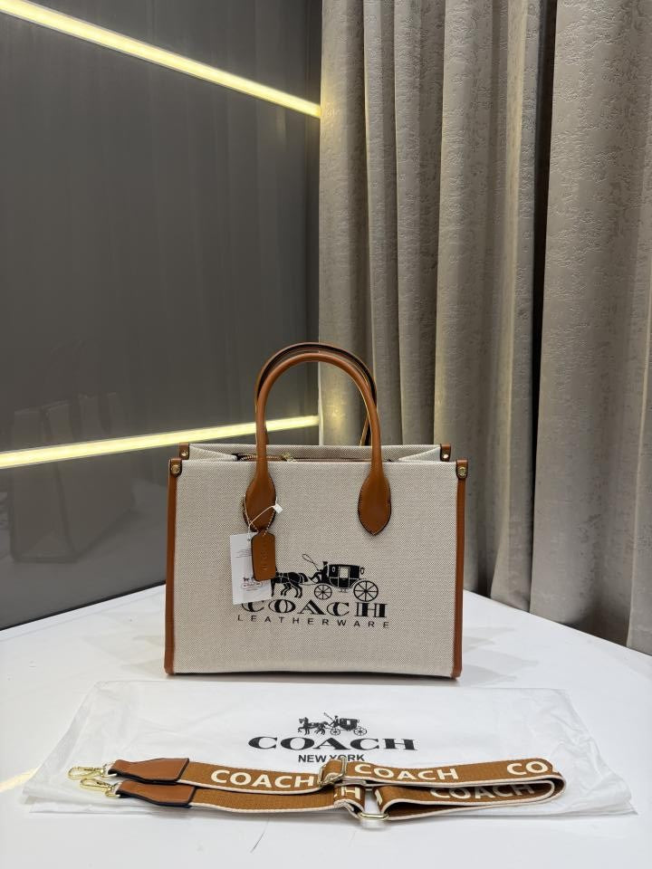 COACH BROWN HORSE CARRIAGE ACE TOTE 35 PREMIUM