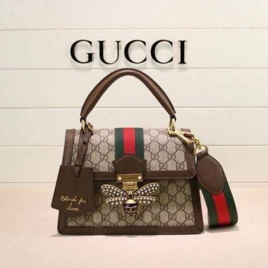 GUCCI BEE QUEEN MARGARET SUPREME CANVAS TOP HANDLE BAG