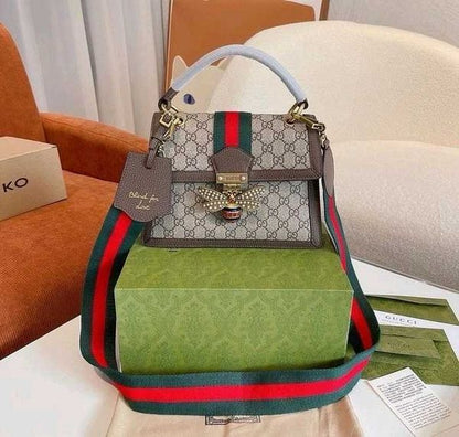 GUCCI BEE QUEEN MARGARET SUPREME CANVAS TOP HANDLE BAG