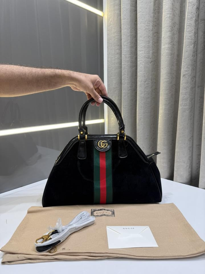 GUCC.I OPHIDIA BLACK RE(BELLE) TOP HNADLE PREMIUM BAG WITH DUST BAG
