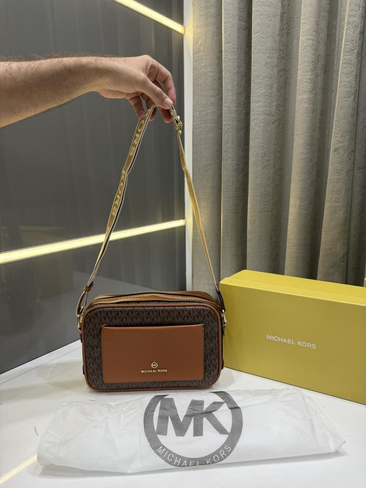 MICHAE.L KORS BROWN MAEVE LARGE POCKET PREMIUM CROSSBODY BAG WITH OG BOX