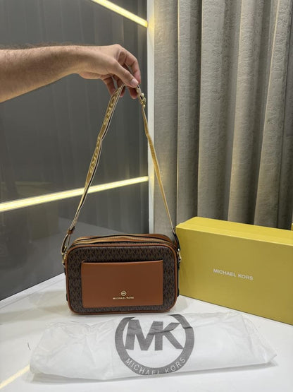 MICHAE.L KORS BROWN MAEVE LARGE POCKET PREMIUM CROSSBODY BAG WITH OG BOX