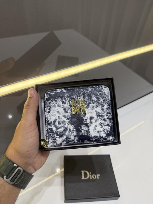 MISS DIO.R BLUE ZIP-AROUND PREMIUM WALLET TOILE DE JOUY WITH OG BOX