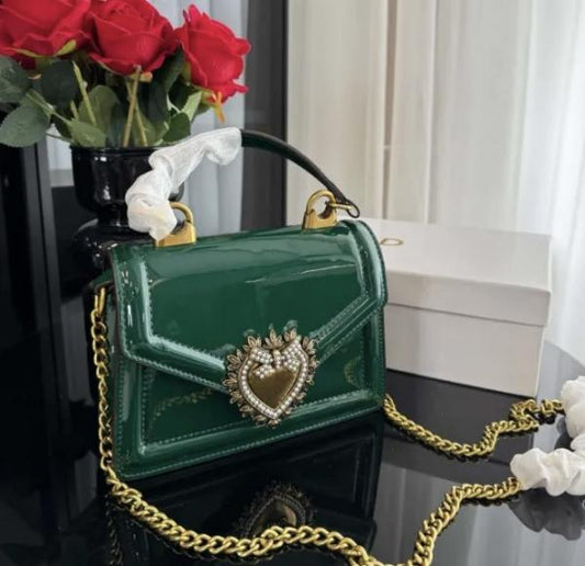 DOLC.E & GABBANA GREEN DEVOTION PREMIUM HAND BAG HEART PLAQUE WITH OG BOX PACKING