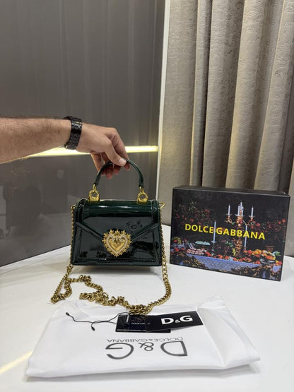 DOLC.E & GABBANA GREEN DEVOTION PREMIUM HAND BAG HEART PLAQUE WITH OG BOX PACKING