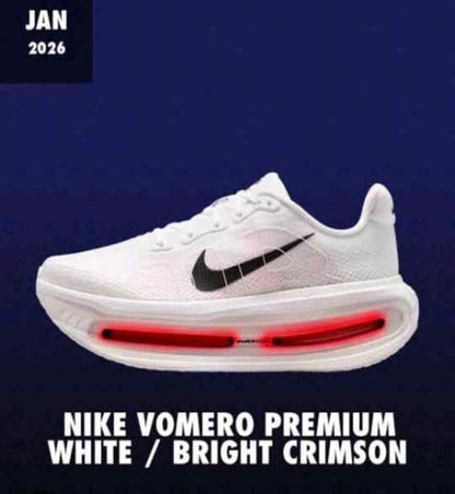 Nikee Vomero Premium White Bright Crimson