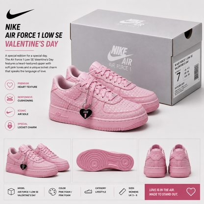 NIIKE AIRFORCE 1 LOW VALENTINES DAY PINK FOAM