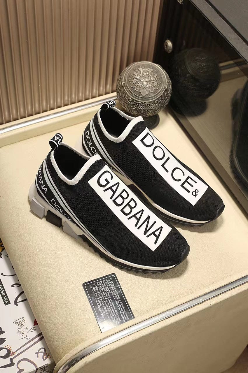 Dolce & Gabbana Black White Slip on Sorrennto