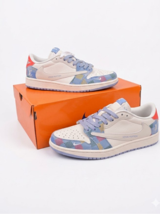 Nik.e Air Jordan 1 Low X Travis Scott X Loui s Vuitto.n Custom