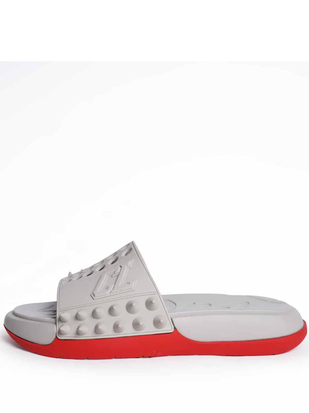 Christian Loubouti.n Take It Easy Rubber Spike slides Grey