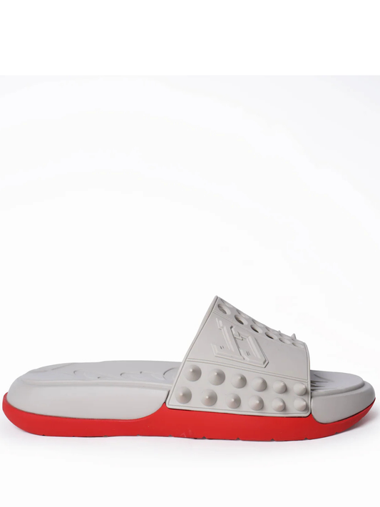Christian Loubouti.n Take It Easy Rubber Spike slides Grey