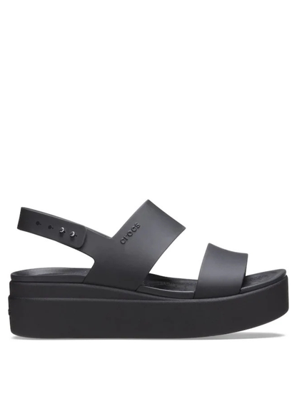 crocss Black Brooklyn Low Wedge Sandals