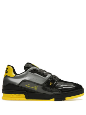LOUI_S VUITTON TRAINER SNEAKERS IN BLACK PATENT CANVAS