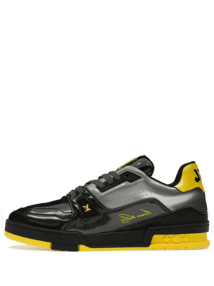 LOUI_S VUITTON TRAINER SNEAKERS IN BLACK PATENT CANVAS