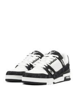 LOUISS VUITTONN TRAINERS MONOGRAM DENIM WHITE BLACK