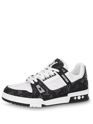 LOUISS VUITTONN TRAINERS MONOGRAM DENIM WHITE BLACK