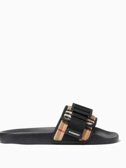 Bur_berry Buckles Strap Slides Black Premium