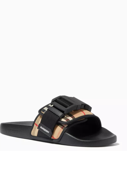 Bur_berry Buckles Strap Slides Black Premium
