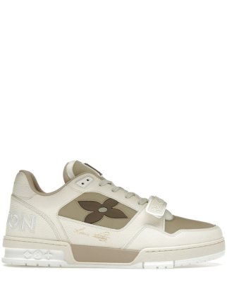 Stripe LV Trainer Monogram Flower Beige