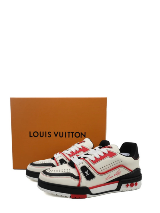 Louiss Vuittonn Lv Trainer White Red Black